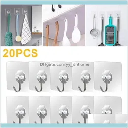 Rails Storage Housekeeping Organization Home & Garden20Pcs Seamless Adhesive 180° Rotating Duty Kitchen Wall Hooks Reusable Small Size Trans