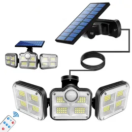 Lâmpada solar ao ar livre LED Motion Sensor Light Ajustável cabeça de grande ângulo de iluminação IP65 impermeável Holofote de segurança Adequado decoração de jardim Courtyard