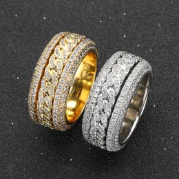 Hip Hop Micro Inlaid Zircon Rotatable Cuban Ring Real Gold Electroplating Fashion High-end Trendsetter