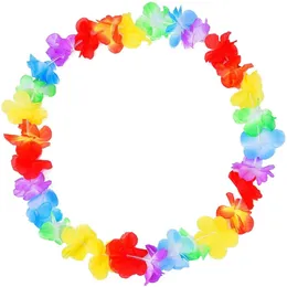 Hawaiian Flower Leis Garland Necklace Dress Pool Decor Party Hawaii Beach Party Fun Flowers Diy Party Supplies Decoration #632 Q0812