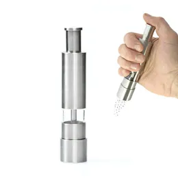 Spice Tools Stainless Steel Pepper Grinder Thumb Push Salt Portable Manual Mill Machine Sauce
