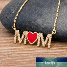 New Arrival Top Quality Copper Cubic Zirconia Heart Necklace Pendant For Mom Mama Long Snake Chain Jewelry Gift for Mother's Day Factory price expert design Quality