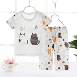 Summer Clothes Shorts Sets Suit For Kids Girls Boys Clothing Outfits T-Shirts Baby Toddler Clothes Children Pajama Home Wear Y220310