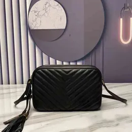 Kamera Messenger Evenskväskor Mode Designers Kvinnor Tote Äkta Läder Solid Brev Striped Diamond Lattice Polyester Kedjor Korskropp Brev Handväskor Svart