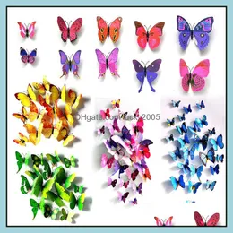 Dekorat Gardeninderella Dekoracja 12PC Butterflies 3D Butterfly PVC Wyjmowane naklejki ścienne Butterflys In Drop Reliody 2021 7hnkc