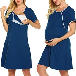 Sukienki macierzyńskie Krótki rękaw Dziecko karmienia piersią Sundress Ciąża Sukienka Vestido Lactancia Robe alaitement Femme Enceinte