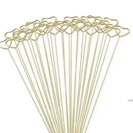 Gåvor Wrap Förpackning Floristbukett Presentkort Hållare Golden Round Heart Star Metal Long Stick Flower Clip Dwe11858