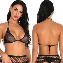 Grid element Brand New Sexy Women Fishnet Lingerie Shiny Diamond Bandage Bra Underwear Sleepwear Sexy Women BRA Dropship LW Y0911