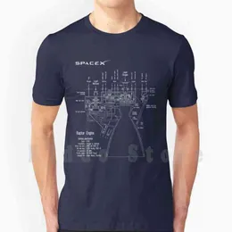 SpaceX Raptor Motor Técnico Blueprint T Shirt Cópia Para Homens Algodão Novo Cool Tee Spacex Spacex X Raptor Spacex Raptor Engine G1222