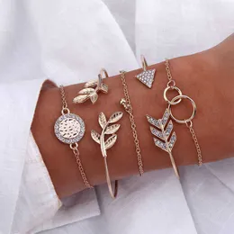 Vintage Gold Color Bracelets & Bangles 2019 for Women Bohemia Heart Moon Star Adjustable Bracelet Set Female Fashion Jewelry Q0719