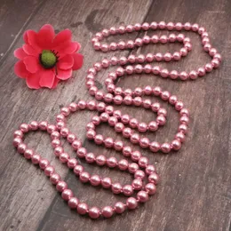 Bella collana rosa lunga collana simulata perline perline perline a catena a catena per perle rotonde Dichiarazione di vetro perle gioielli 56 "A970