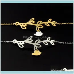 Catene pendenti gioielli gaie in acciaio inossidabile color gold garbi uccelli appendela su ramo collane appresate da donna graduale gioielleria pulseira femminina d