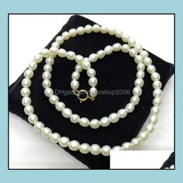 Perlenketten Anhänger Schmuck 8-9 mm weiße natürliche Perlenkette 18 Zoll 14 Karat Goldverschluss Damen Geschenk Drop Lieferung 2021 Jb705
