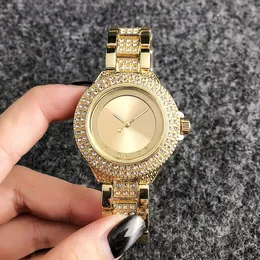 Brand Quartz wrist Watches for women Lady Girl full crystal Big letters style Metal steel band Watch M50