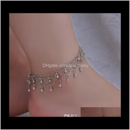 Jewelry Yoga Rhinestoned Tassel Gold /Sier Filled Anklet Chain Foot Chains Barefoot Beach Dancing Sandals Gothic Girls Cute Anklets Drop Del
