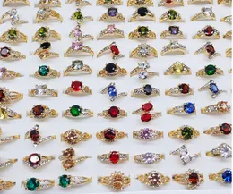 Colorful zircon crystal ring Hybrid models many size Lady/girl Fashion jewelry Alloy gold mix style 50pcs/lot
