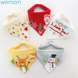 Warmom 5 pcs / lote algodão bibs presente de Natal para crianças animais dos desenhos animados bebê material nascido lenço infantil inverno impermeável