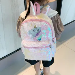 Backpack Unisex Cartoon Unicorn Sequin School Bookbag large capacity Book  Storage Double Shoulder Travel Bag
