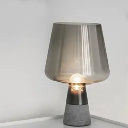 Postmodern minimalistisk kreativ design bordslampa nordisk cement rökgrå glas ledde E27 rum säng Dekorativ belysning