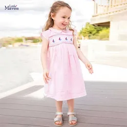 Little Maven Dress Summer Peter Pan Collar Bambini Bambini Vestiti da festa Neonata 211109