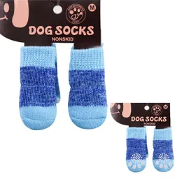 Autumn Winter Pet Dog Apparel Socks Anti-Slip Knitted Small Dogs Shoes Thick Warm Paw Protective Shoes Cute Puppy Cat Indoor Wear Boot 4Pcs/set