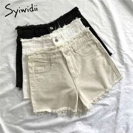 Syiwidii Jean Shorts For Women Summer Plus Size Denim Clothing Booty High Waisted Sweatshorts Fashion Tassel White Black 210714