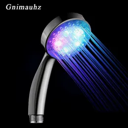 Colorful Romantic Automatic Magic 7 Color 5 LED Lights Handing Rainfall Shower Head,Water Bath Bathroom New Round Head Freeship H1209