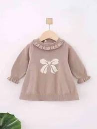 Baby Bow Design Frilled sweter Sukienka ona
