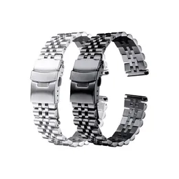 Rostfritt stål Armband 18mm 19mm 20mm 21mm 22mm 24mm 26mm Kvinnor Män Silver Solid Metal Watch Band Strap Accessorie