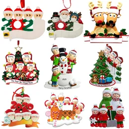 Nowe Boże Narodzenie Spersonalizowane ozdoby Survivor Kwarantanna Rodzina 2 3 4 5 6 Maska Snowman Hand Sanitized Xmas Dekorowanie Kreatywne Wisiorek Zabawki