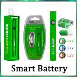 Smart Cart Battery Vape 510 Wkłady gwintowe 380mAh Napięcie zmienne Podgrzewanie baterii SmartCart z ładowarką USB Evod Vertex Vmod