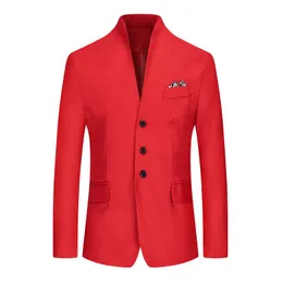 남자 정장 블레이저 6 색 고순도 비즈니스 캐주얼 정장 재킷 2021 여름 얇은 섹션 스탠드 칼라 남성 코트 유럽 크기