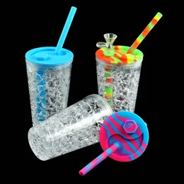 water smoking pipe shisha hookah glass bong straight silicone hose joint The cup shape height 6.1"