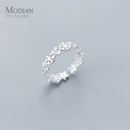 Moda inverno argento 925 fiocco di neve fiore impilabile anelli di barretta per le donne anello semplice gioielli ragazza regalo 210707