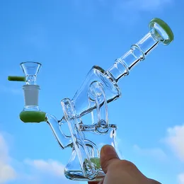 7 Inç Nargile Cam Bong 14mm Kadın Ortak Su Borusu Duş Başlığı Perc Yağı Teçhizatı Sidecar Recycler Dab Rigs Percolators Kase Boruları ile Bongs Bongs Nargile