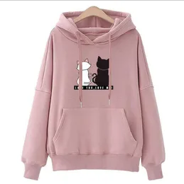 Streetwear Bluzy Kobiety Bluza Jesień Z Długim Rękawem Bluzy Harajuku Hoodie Cute Cat Print Bluzy Sudadera Mujer