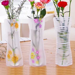 PVC Foldable Vases Collapsible Water Bag Plastic Wedding Party Eco-friendly Reusable Home Office Vase 27*12cm W0207