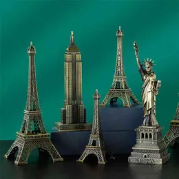 Retro Paryż Wieża Salon Szafka Wino Desktop Room Home Decoration Ozdoby Statua Wolności Rzemiosła Prezent Urodzinowy 210811