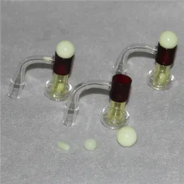 Terp Slurper Quartz Banger Set Smoking Accessories 14mm Male Female Joint Bangers 90 Degree Luminous Glowing Pearl Bead Pill Kit