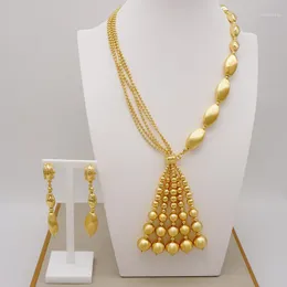Orecchini Collana Collana Fashion Wedding Jewelry Sets Color Gold Color African Beads Collane Dubai Set da sposa per le donne Regalo del partito
