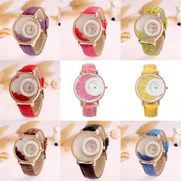 8Colors Ladies Quicksand Ball Belt Klocka Mode Vattentät PU Bälte Klocka Quartz Smycken Rhinestone Watch Nyhetsposter 4911 Q2