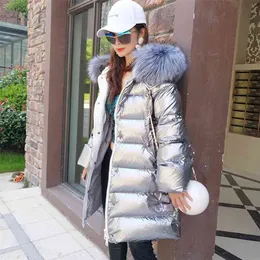winter down jacket for women duck down coat natural raccoon fur collar hooded high qulified outwear fashion streetwear 210916