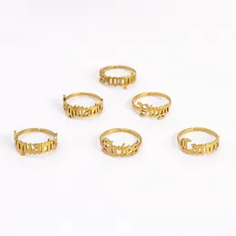 Golden 12 rostfritt stål konstellband ringer guld horoskop tecken ringfinger för kvinnor män mode smycken vilja och sandig
