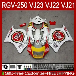 OEM Nadwozie do Suzuki Lucky White RGVT RGV 250 CC RGV250 SAPC VJ23 Cowling RGV-250CC korpus 107HC.71 RGVT-250 VJ 23 RGV-250 Panel 97 98 RVG250 250CC 1997 1998 Zestaw do błonnika