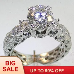 Обручальные кольца модные ювелирные украшения женщины Обручание трехстороннее 7-мм CZ 5A Циркон камень 10 кт белый золото кольцо, наполненное кольцом SZ 5-11