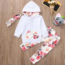 Clothing Sets TELOTUNY Children's Infant Baby Boys Girls Long Sleeve Hooded Tops Sweater Tracksuit Floral Print Pants Outfits Set Jul