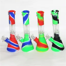 PERC Silicone Bongs Vidro de Água Tubos de água Cabelos de cachimbo com tigela Mini Bong Dab Plataformas Bolha de vidro Cabs