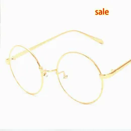 Koreanische Retro-Vollrand-Gold-Brillenfassung, Nerd-dünnes Metall, hübscher Stil, Vintage-Brille, rund, Computer, Unisex, Schwarz, Gold1