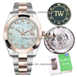 10 stylów Prestiżowe zegarki 126301 TW 41MM 904L Steel Cal.3235 Automatyczne męskie zegarek Sapphire Kryształ Matka Pearl Dial Rose Gold Dwukierunkowy Bransoletka Gents