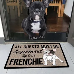 CLOOCL All Guests Must Be Approved By Our French Bulldog Doormat 3D Print Pet Dog Non Slip Floor Mat Decor Drop 220301